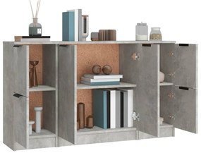 Aparadores 3 pcs derivados de madeira cinzento cimento