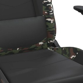 Cadeira gaming massagens couro artificial preto e camuflagem