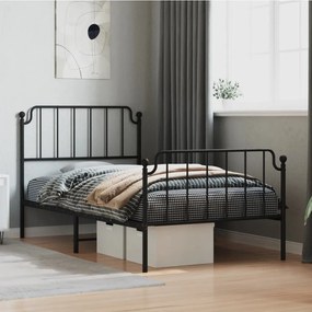 373900 vidaXL Estrutura de cama com cabeceira e pés 100x200 cm metal preto