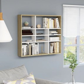802944 vidaXL Estante de parede 90x16x78 cm contrap. branco e carvalho sonoma