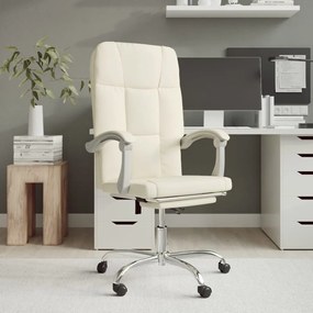 vidaXL Cadeira de escritório reclinável couro artificial cor creme