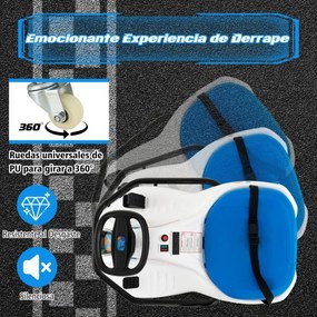 Carro Kart Elétrico de 24 V para Crianças com Viragem de 360°, Rádio USB e Sem Fios para Crianças a partir dos 3 Anos Branco + azul