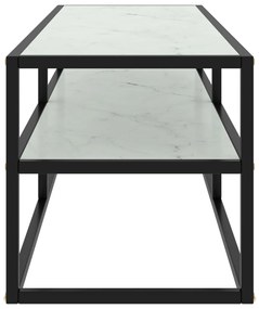 Móvel de TV 120x40x40 cm vidro mármore branco