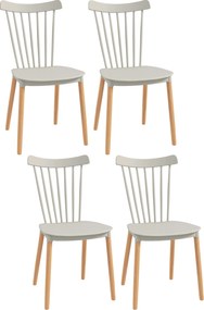 HOMCOM Conjunto de 4 Cadeiras Estilo Nórdico com Encosto Alto e Pés de Madeira de Faia 43x52,5x83 cm Cinza Claro | Aosom Portugal