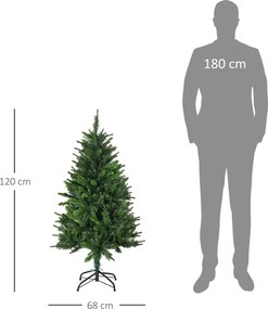 Árvore de Natal artificial com 310 ramos, estrutura em aço, base dobrável em aço, altura de 120 cm, verde