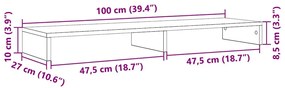 Suporte para monitor 100x27x10 cm deriv. madeira carvalho preto