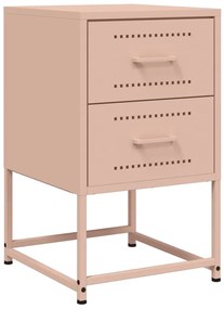 Mesas de cabeceira 2 pcs 36x39x60,5 cm aço rosa