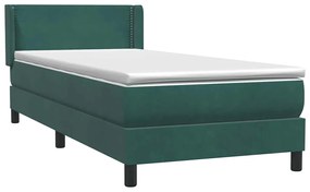 Cama com molas/colchão verde-escuro 80x220 cm veludo