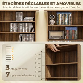 Organizador para CD e DVD 58 (L) x 24 (P) x 126,3 (A) cm com 8 compartimentos e 6 prateleiras ajustáveis, capacidade máxima de 360 CD/185 DVD e Blu-ra