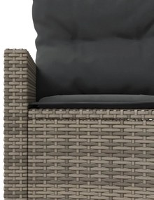 Sofá de jardim com almofadões redondo vime PE cinzento