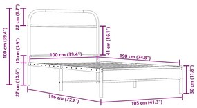 Estrutura cama s/ colchão derivados de madeira carvalho sonoma