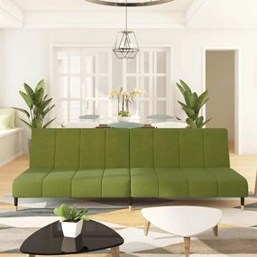 vidaXL Sofá-cama de 2 lugares veludo verde-claro