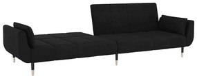 Sofá-cama 2 lugares com duas almofadas veludo preto