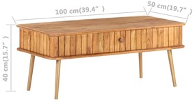 Mesa de centro 100x50x40 cm madeira de acácia maciça