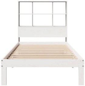 Cama com estante sem colchão 90x200 cm pinho maciço branco