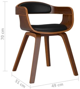 Cadeira de jantar 4pcs madeira curvada e couro artificial preto