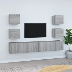 vidaXL Conjunto móveis de TV 7 pcs madeira processada sonoma cinza