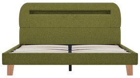 Estrutura de cama com LED em tecido 140x200 cm verde