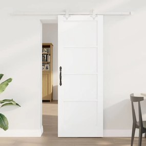 Porta Deslizante vidaXL com Conjunto de Ferragens Branca 73,5x198,5 cm Madeira Sólida Pinus