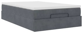 Cama otomana com colchão 120x190 cm veludo cinzento-escuro