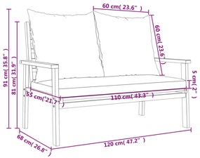 Conjunto de jardim com almofadão madeira de acácia maciça