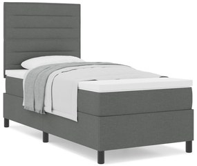 Cama Box com Colchão Cinza Escuro 100x200 cm Tecido