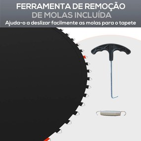 Tapete de Substituição para Trampolim Redondo Ø202 cm Tapete para Trampolim de 8 Pés Anti-UV Preto