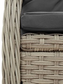5 pcs conjunto de jantar p/ jardim c/ almofadões cinzento claro