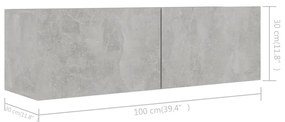 Móveis de TV 4 pcs 100x30x30 cm contraplacado cinzento cimento