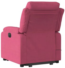Poltrona massagens elevatória elétrica veludo vermelho-tinto