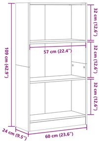 Estante 60x24x109 cm derivados de madeira cinzento cimento