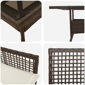 Conjunto de Jantar de 3 Peças Castanho Rattan Poliéster