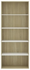 Estante 5 prateleiras 80x30x189cm contraplacado branco/carvalho
