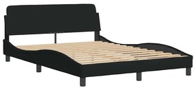 Estrutura de cama sem colchão 140x190 cm tecido preto