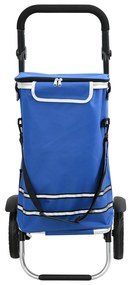 Carrinho de Compras vidaXL com Rodas e Cabo Ajustável Azul 40 L