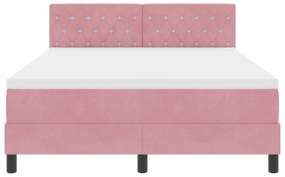 Cama Box Spring com Colchão Rosa 160x200 cm Veludo