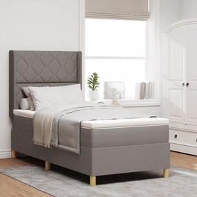 Cama Box Spring com Colchão Taupe 90x190 cm Fabric