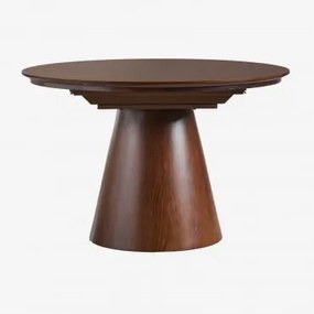 Mesa De Jantar Extensível 120-160x120 Cm Em Mdf E Folha De Carvalho Montana Madeira Escura - Sklum