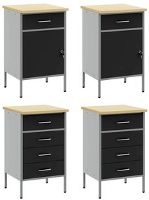 Conjunto de Mobiliário de Trabalho de 4 Peças em Preto e Cinza de Made