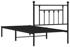 Estrutura de cama com cabeceira 90x200 cm metal preto