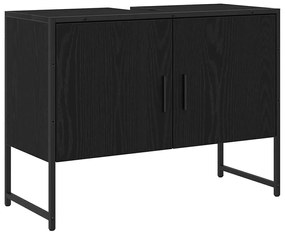 Gabinete para Pia de Banheiro Carvalho Preto 80x33x60 cm Madeira Aglom