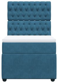 Cama boxspring com colchão 80x200 cm veludo azul