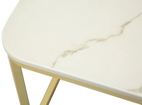 CONJUNTO DE MESAS DE CAFÉ BEAUTRY 2 PEÇAS CM 70X70X48-50X50X43,5 CREME E DOURADO