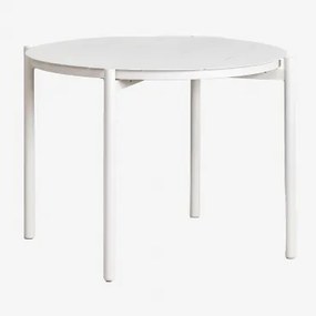 Mesa De Jantar Redonda Ø110 Cm Em Alumínio Elton Gardénia Branco - Sklum