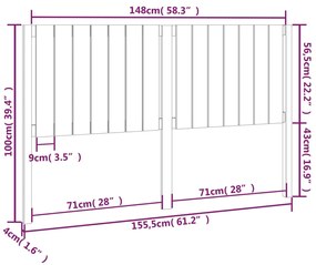 Cabeceira de cama 155,5x4x100 cm pinho maciço cinzento