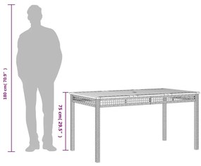 Mesa de jardim 140x80x75 cm vime PE e madeira de acácia bege