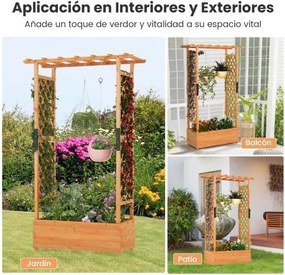 Floreira Jardim elevada de madeira com treliça em arco Floreira suspensa no teto Furo de drenagem 110 x 182 cm Laranja