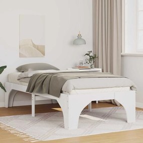 vidaXL Estrutura de cama de chão Branco Madeira de pinho maciça