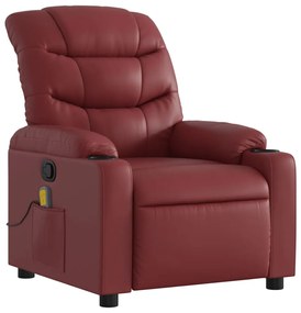 Poltrona massagens reclinável couro artificial vermelho tinto