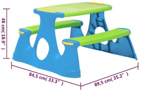 Banco e Mesa de piquenique para crianças 89,5x84,5x48 cm polipropileno